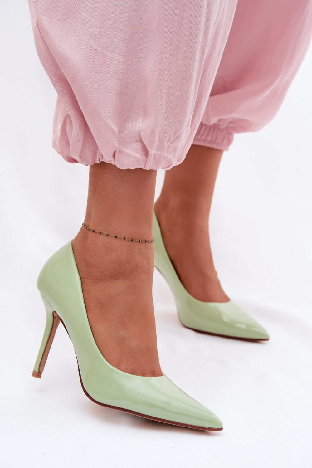 Step In Style Odira Green Faux Leather High Heels