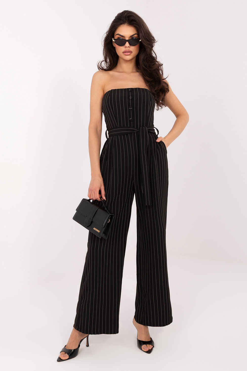 Italy Moda Black Striped Wide Leg Jumpsuit