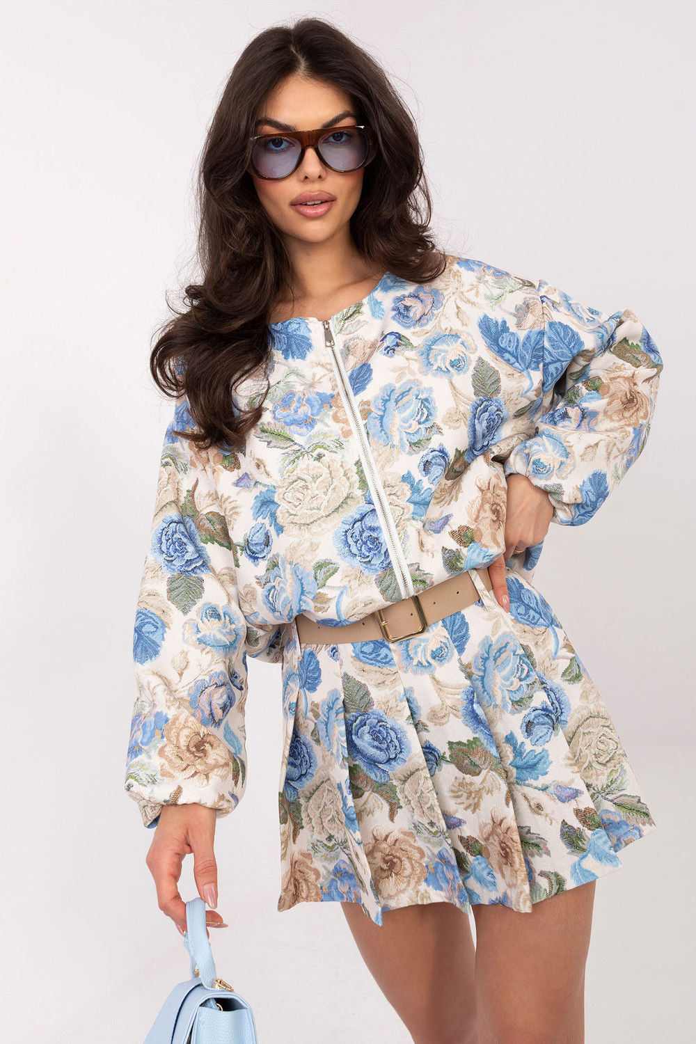 Italy Moda Blue Floral Pleated Skort - view 4