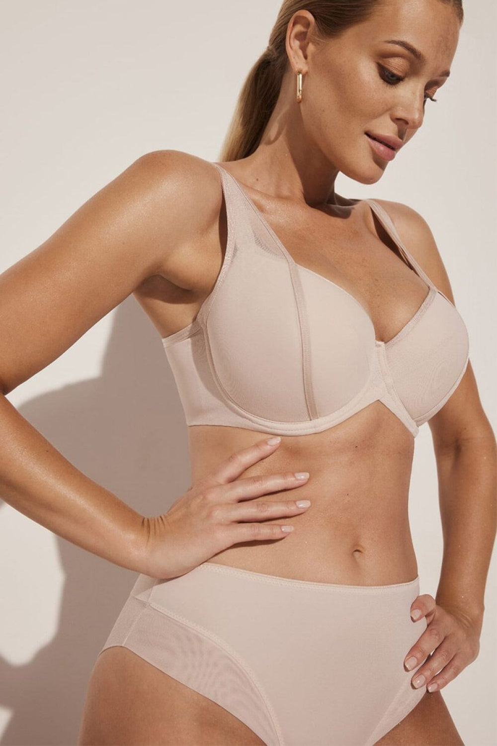Kinga Comfort Light Beige Mesh Knickers