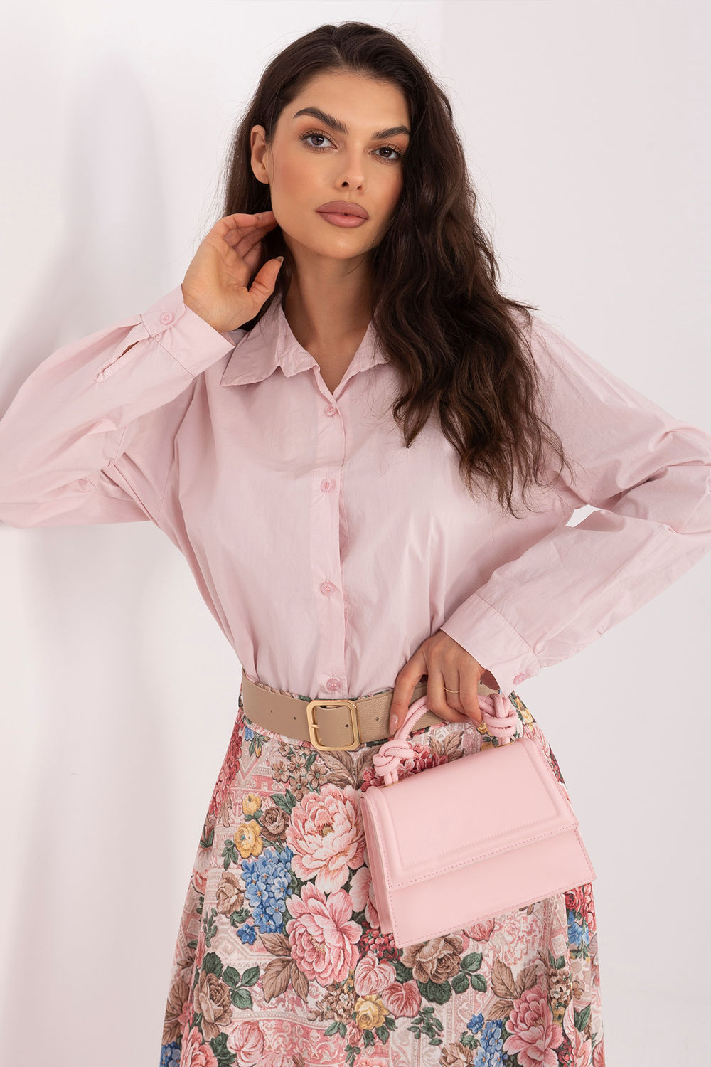 Factory Price Light Pink Cotton Long Sleeve Top