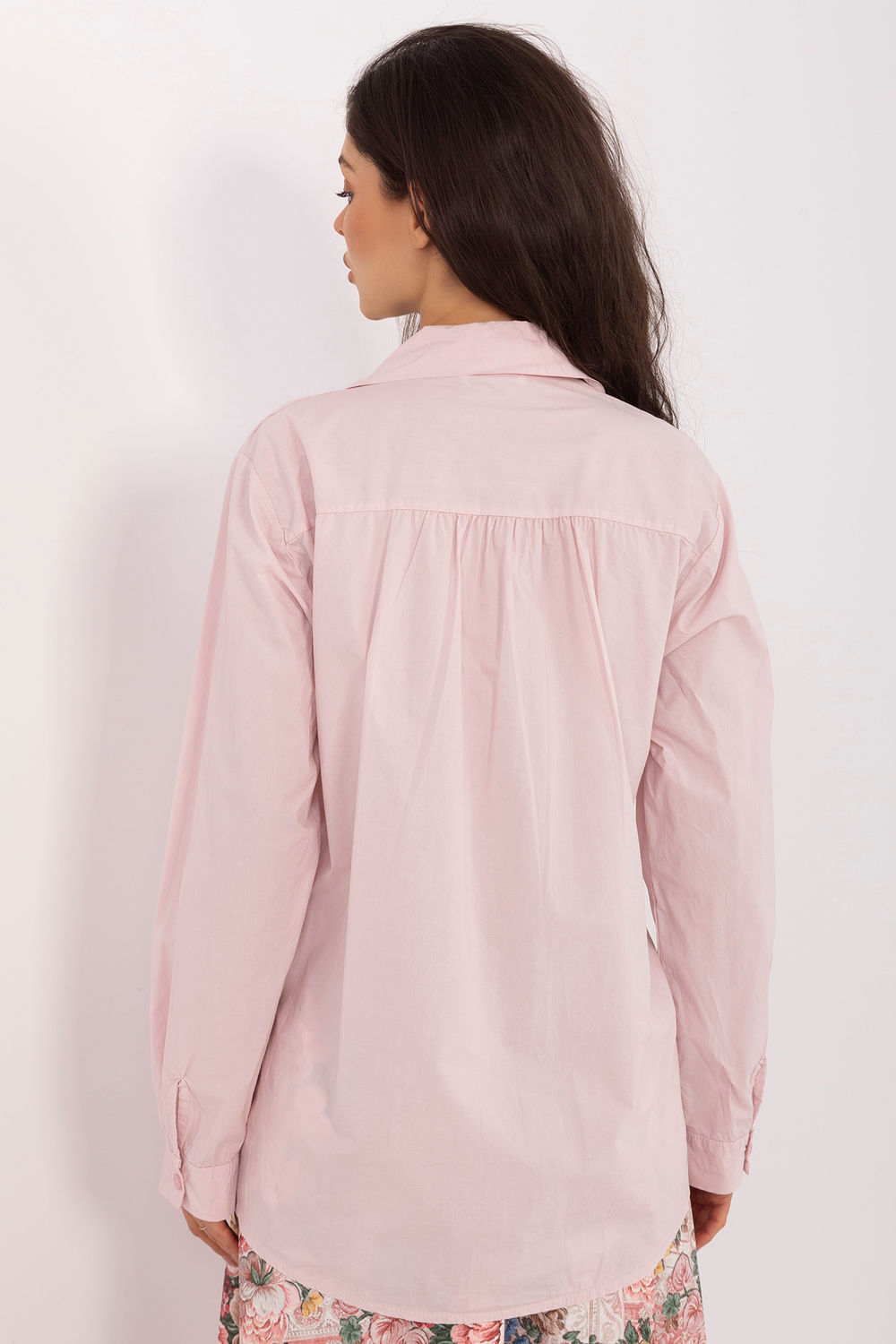 Factory Price Light Pink Cotton Long Sleeve Top - view 3