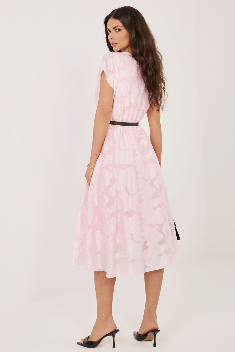 Rue Paris Light Pink Midi Flared Cocktail Dress - view 3