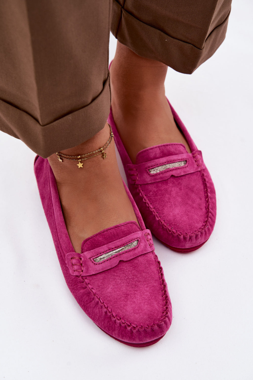 Step In Style Fuchsia Suede Moccasins - view 3