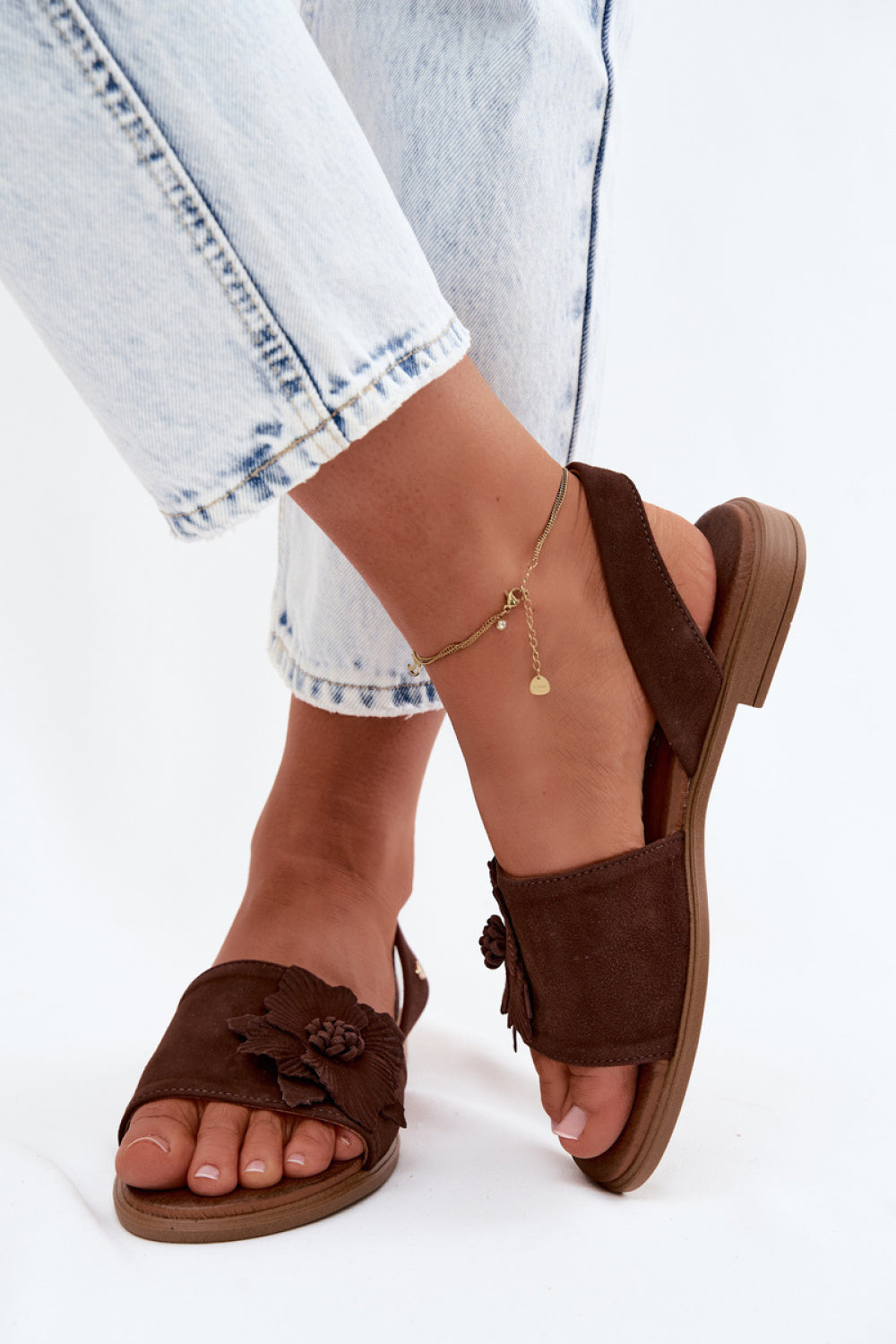 Step In Style Zazoo Chocolate Suede Sandals
