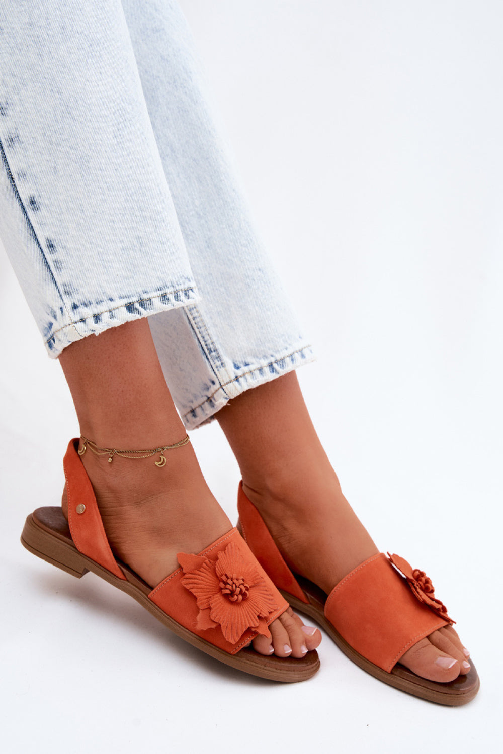 Step In Style Zazoo Orange Suede Sandals