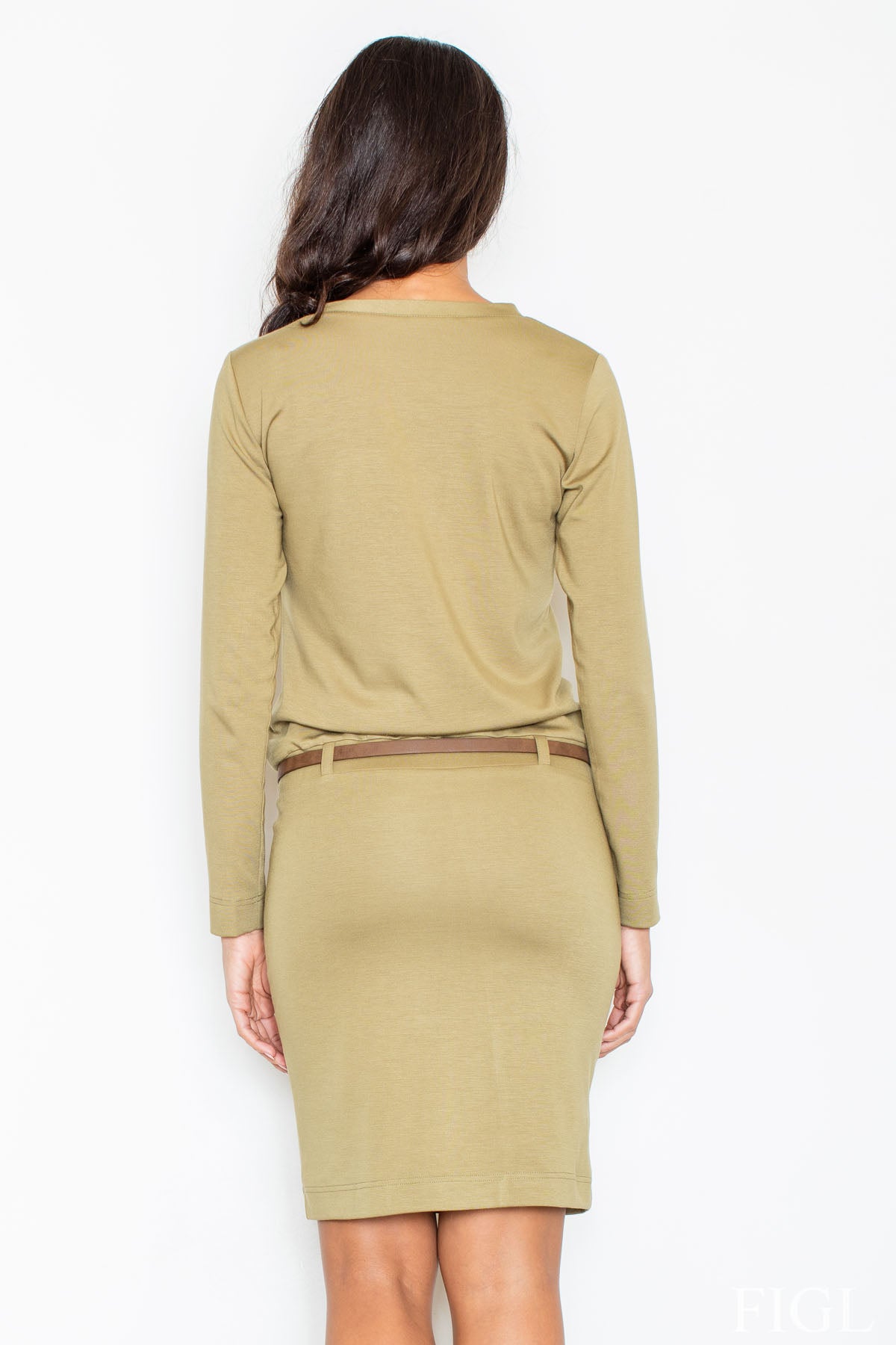 Figl Green Round Neck Long Sleeve Dress - view 2
