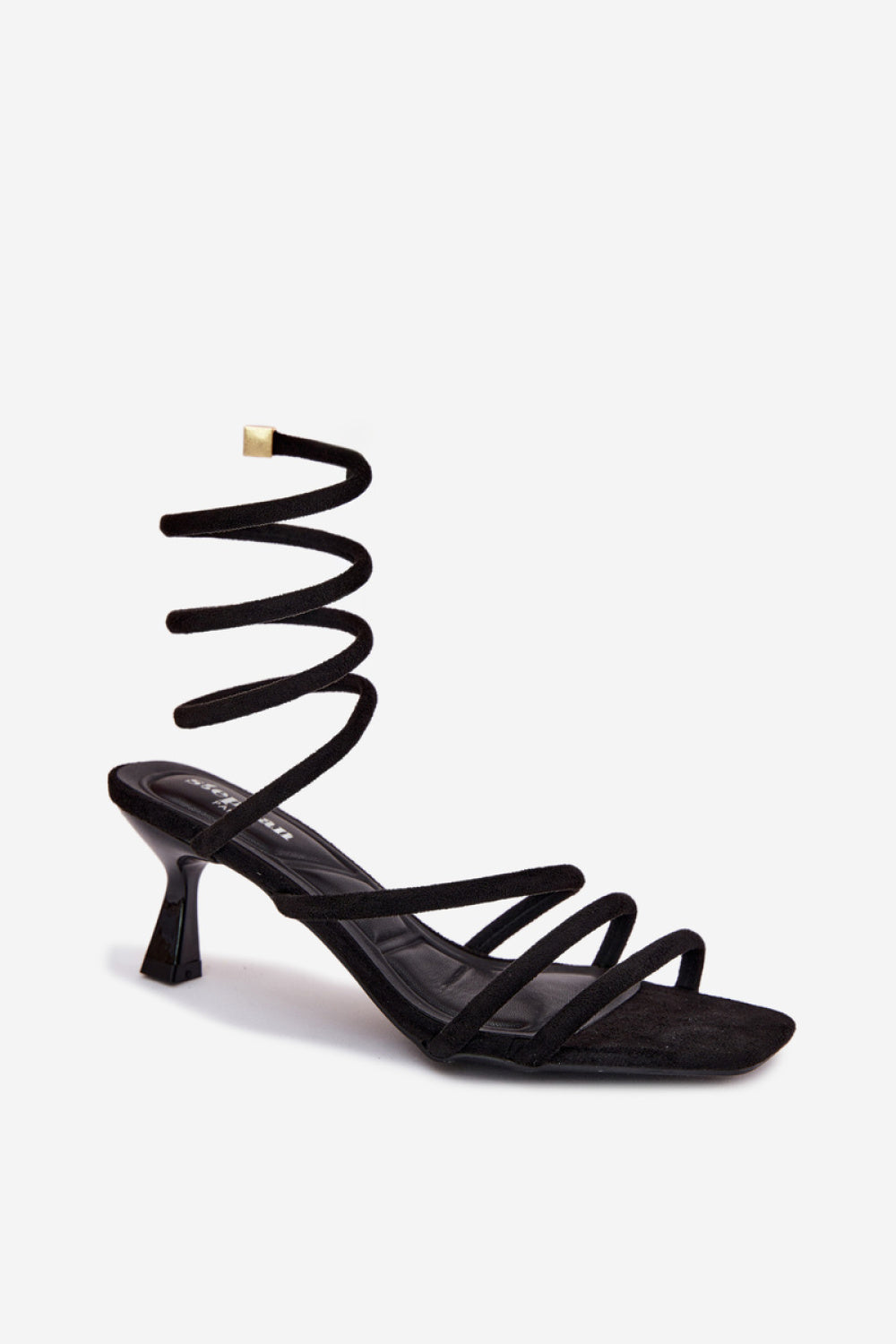 Step In Style Samara Black Faux Suede Heeled Sandals - view 2