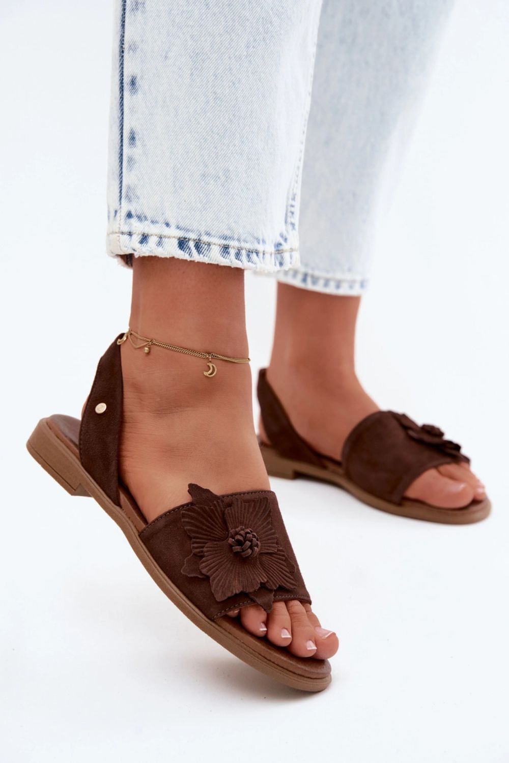 Step In Style Zazoo Chocolate Suede Sandals - view 4