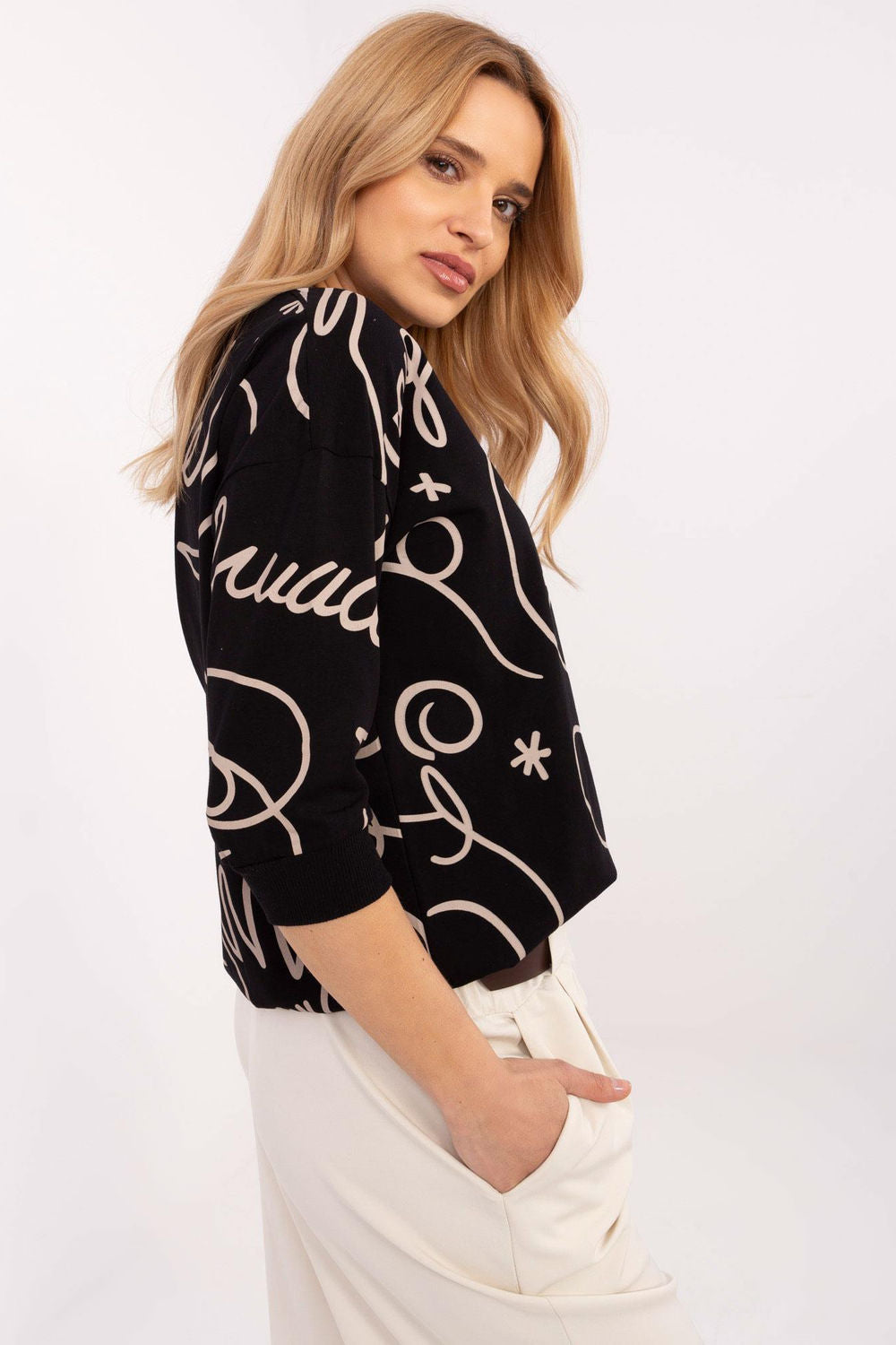 Rue Paris Black Cotton Blouse - view 2