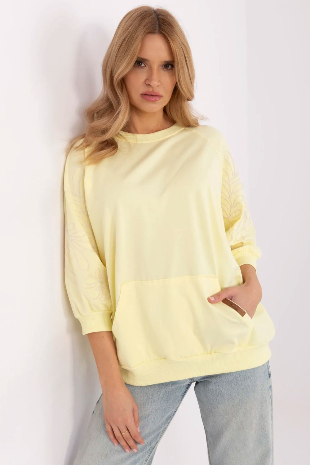 Rue Paris Light Yellow Cotton Sweatshirt