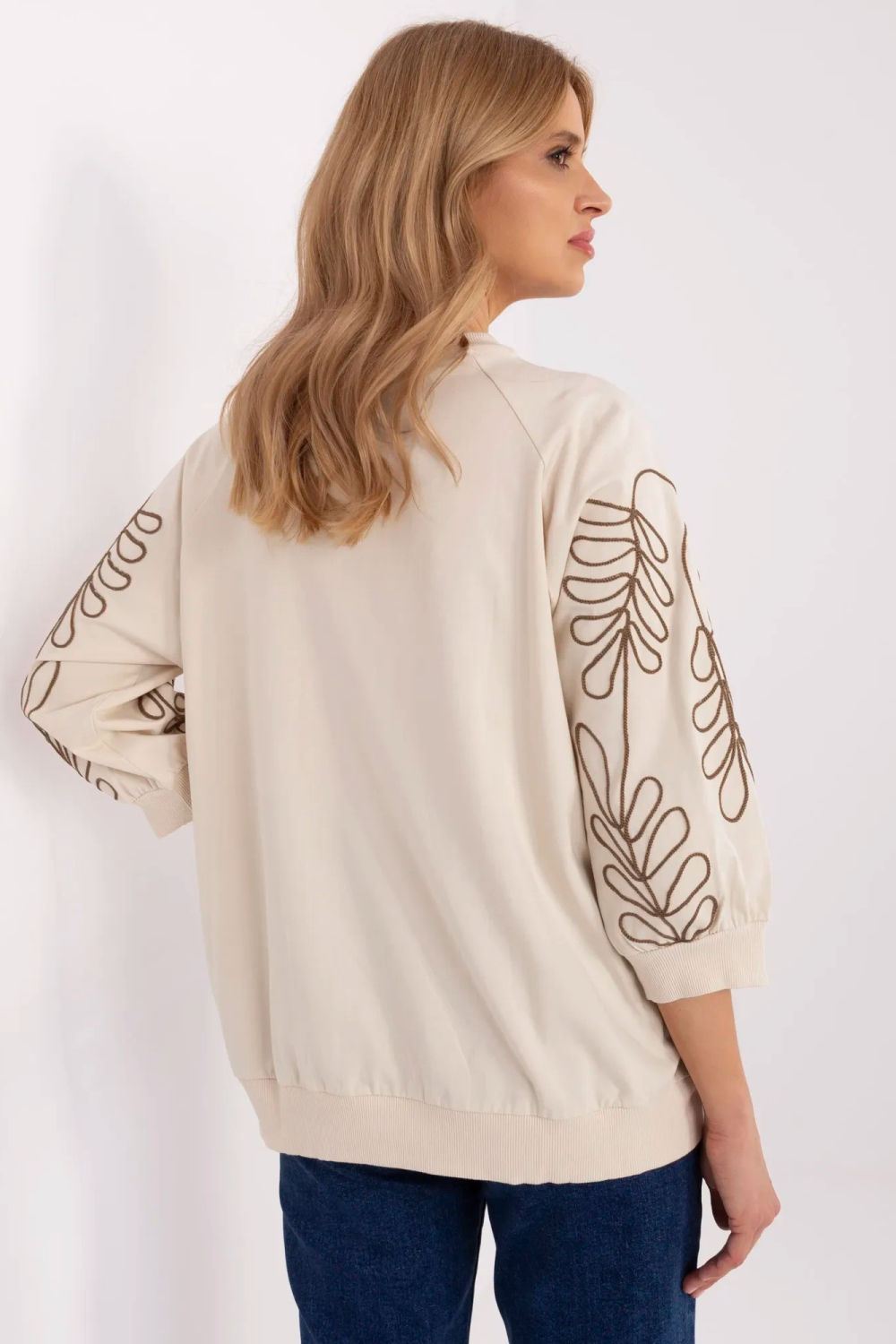 Rue Paris Light Beige Cotton Sweatshirt - view 3