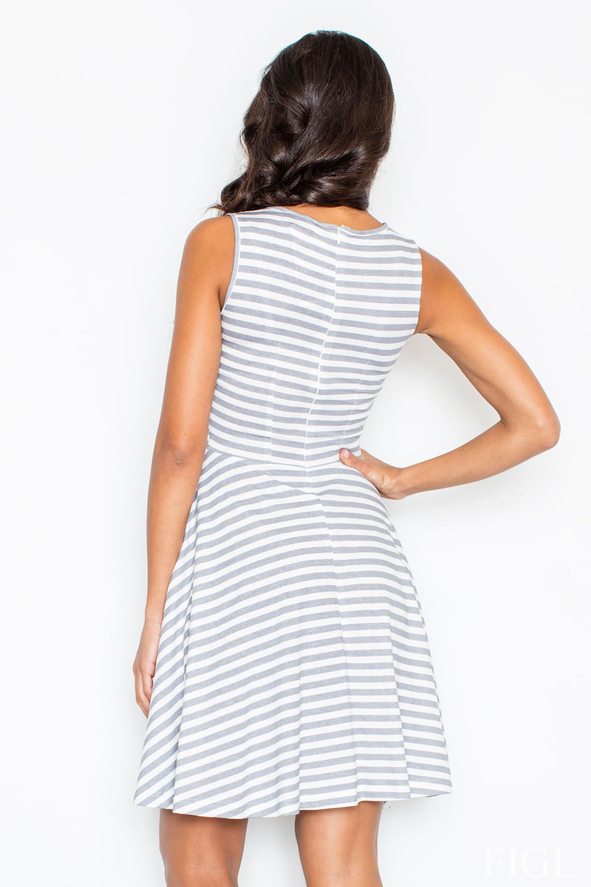 Figl Grey Striped Bodycon Dress - view 2