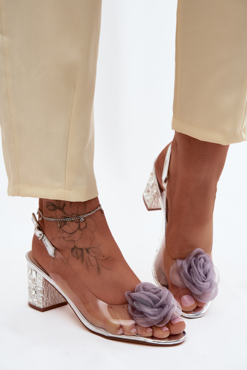 Step In Style Silver Heeled Sandals - view 3