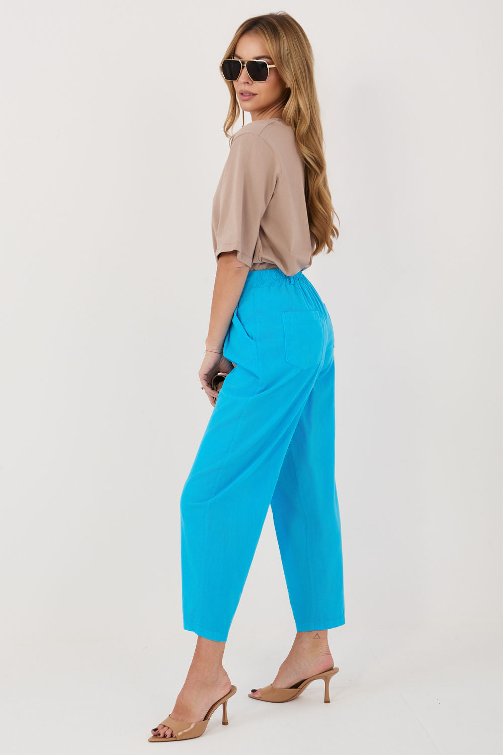 Rue Paris Blue Cotton Corduroy Trousers - view 2
