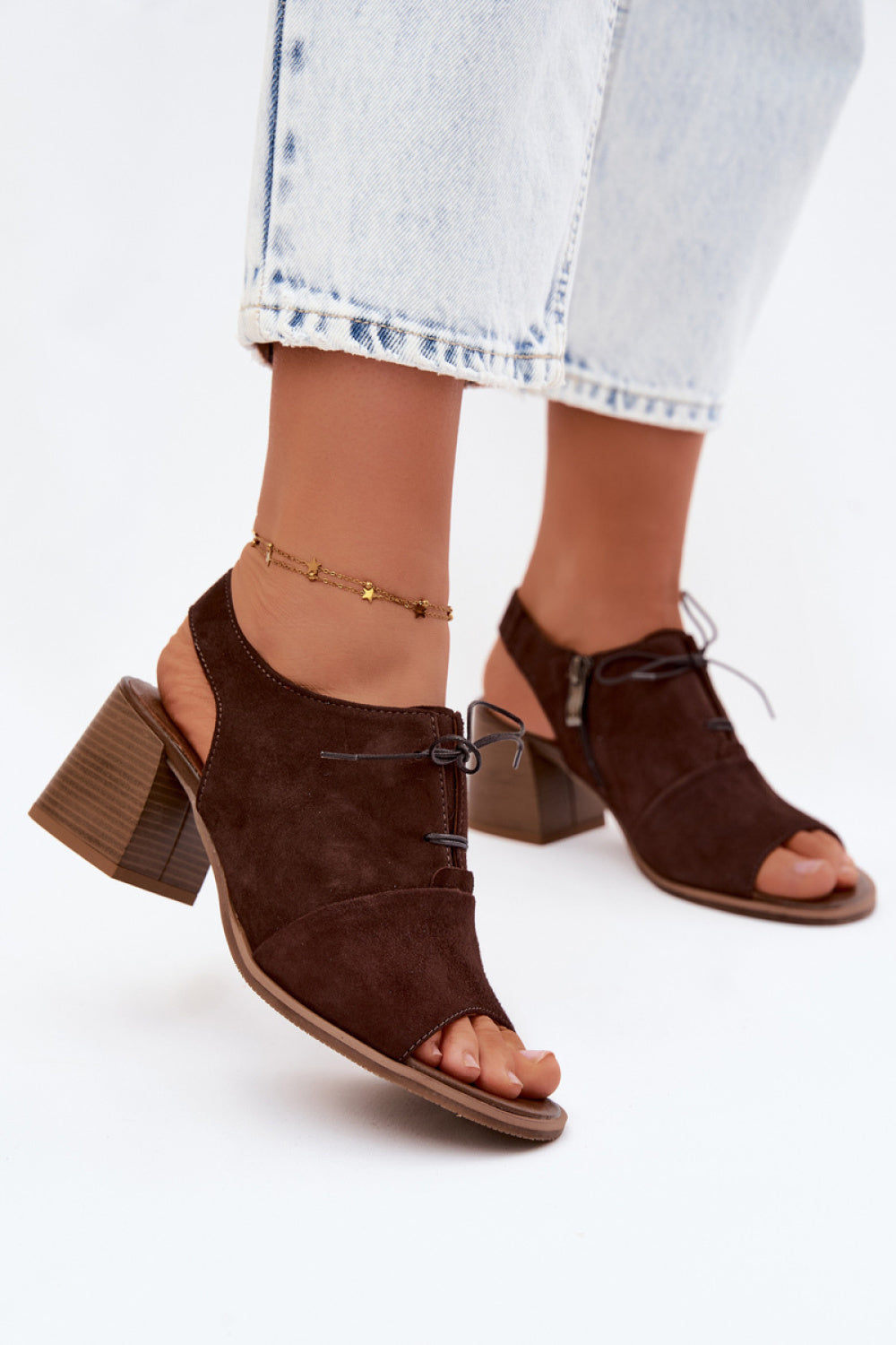 Step In Style Zazoo Chocolate Suede Heeled Sandals