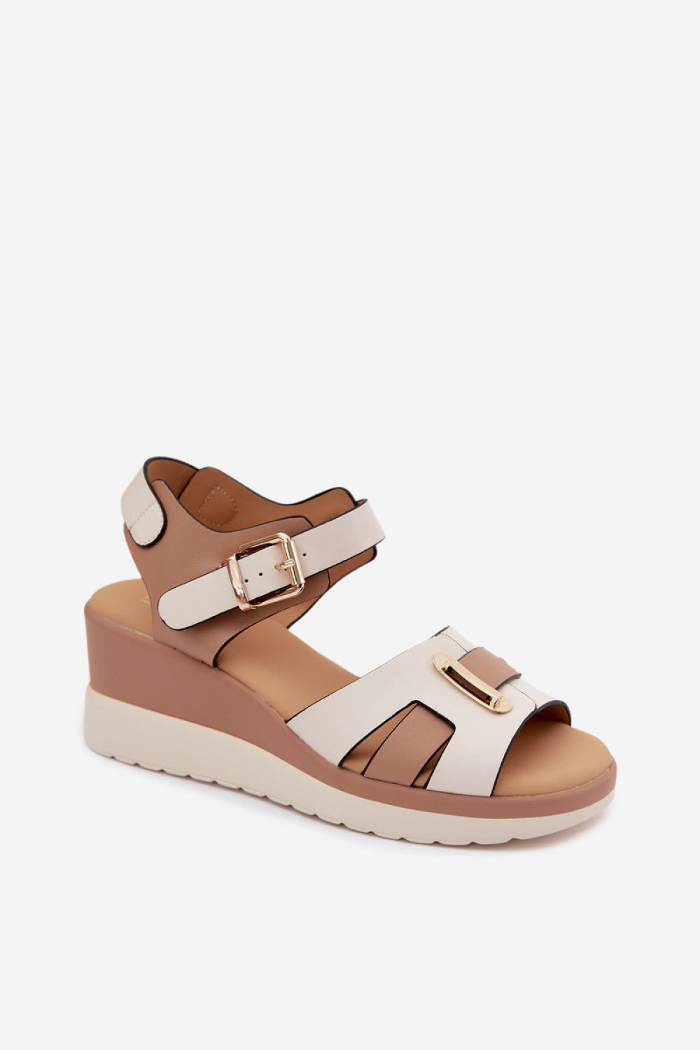 Step In Style Artiker Beige Wedge Sandals with Buckle - view 2
