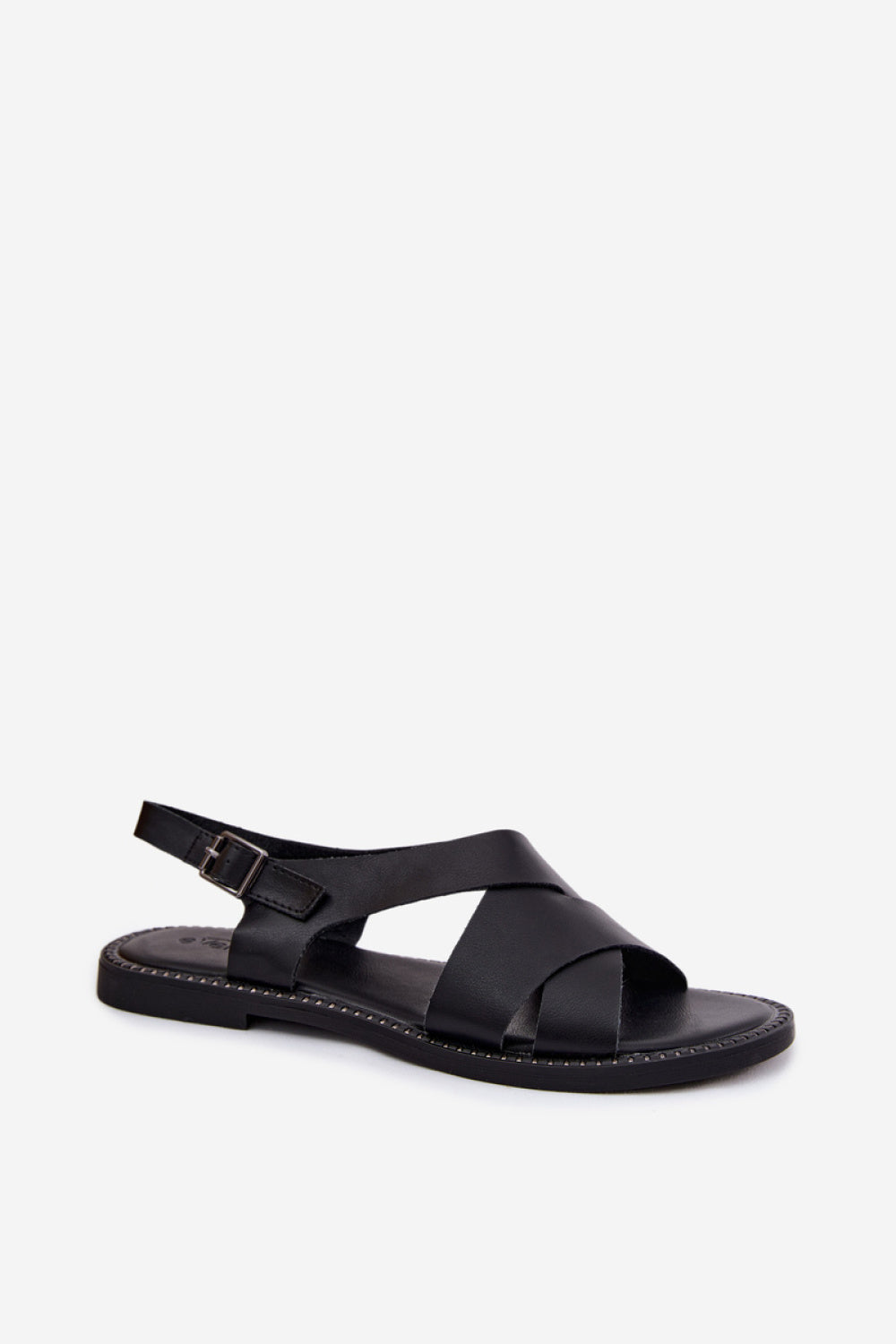 Step In Style Blinga Black Faux Leather Flat Sandals - view 2
