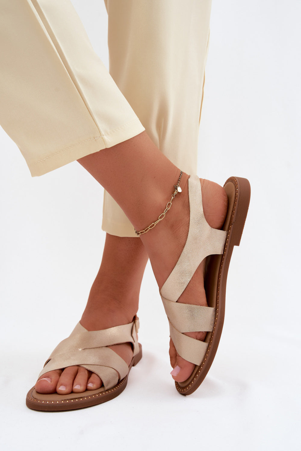Step In Style Blinga Gold Faux Leather Flat Sandals - view 3