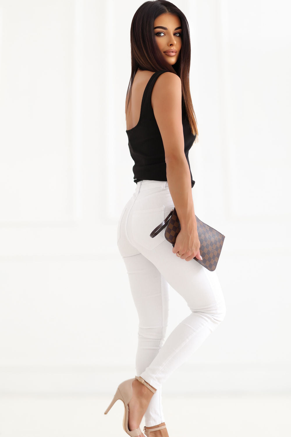 Rue Paris Black Cotton Cami Top - view 3