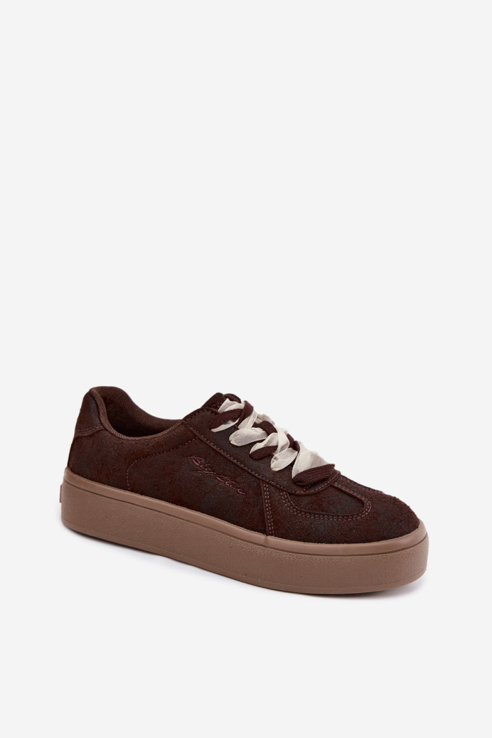 Step In Style Chocolate Suede Platform Trainers - view 2