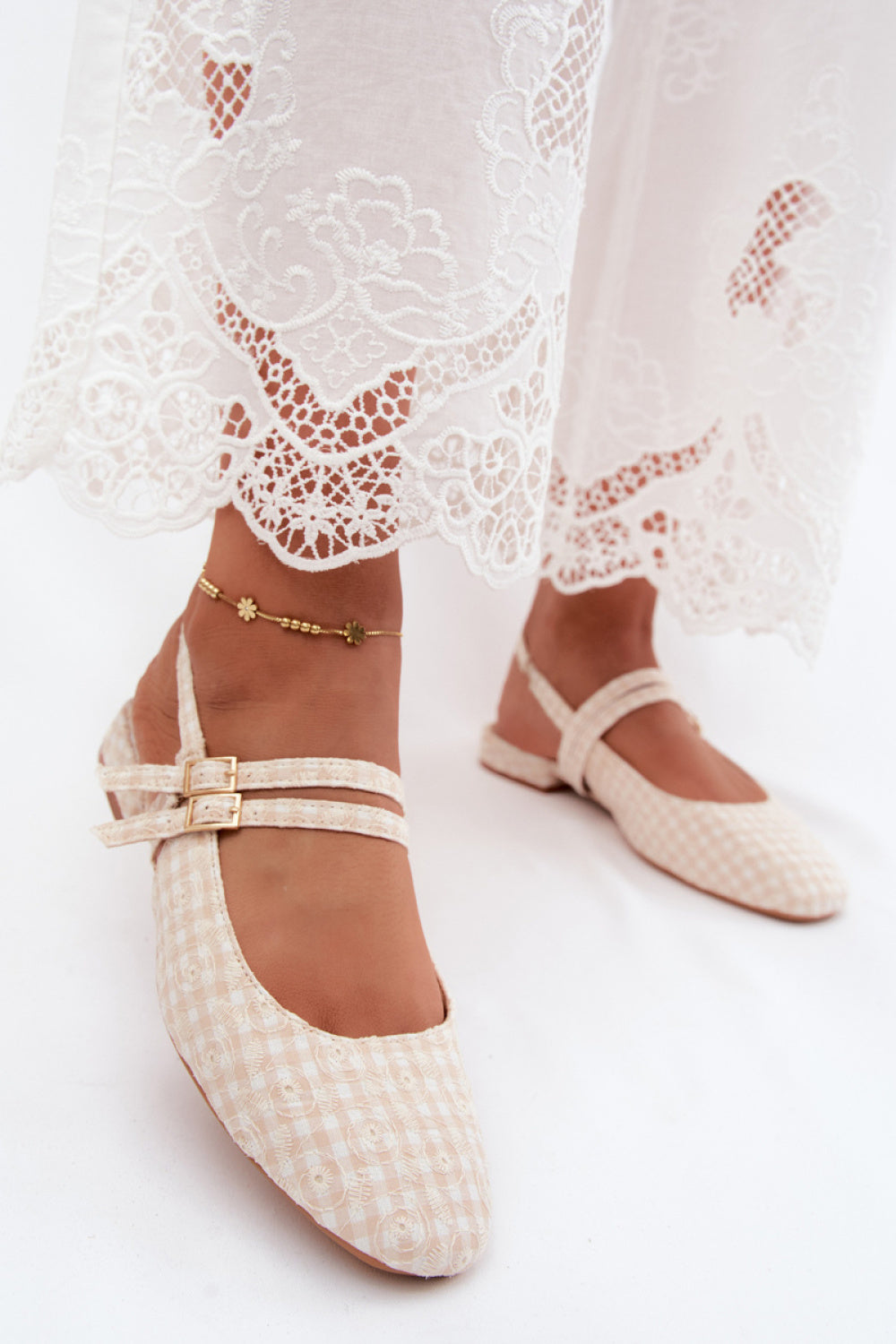 Step In Style Cameliah Beige Flat Sandals