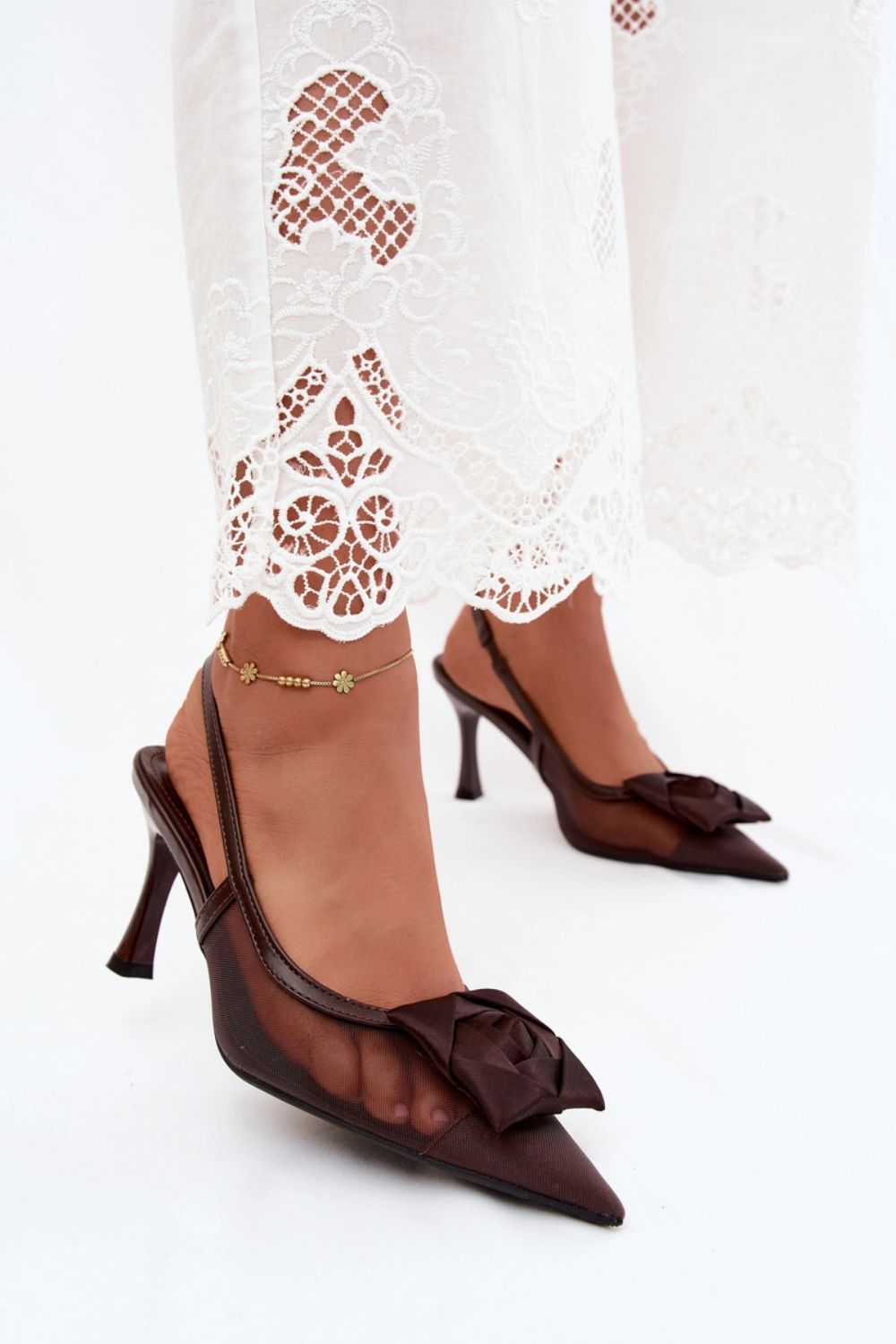 Step In Style Jasmina Chocolate Lace Lace Up Heeled Sandals - view 2