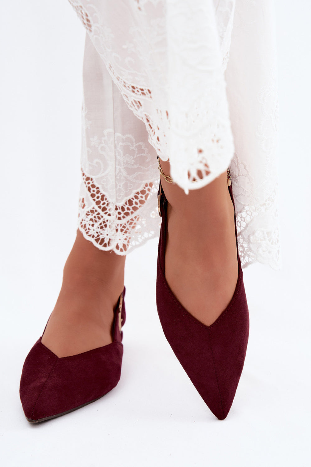 Step In Style Tanelia Burgundy Faux Suede Flat Ballet Flats - view 3