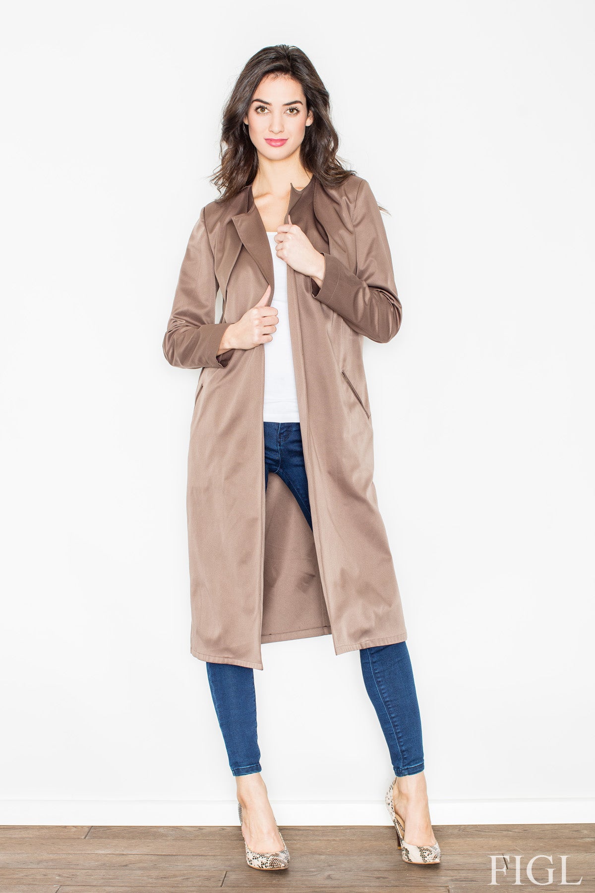 Figl Beige Straight Coat