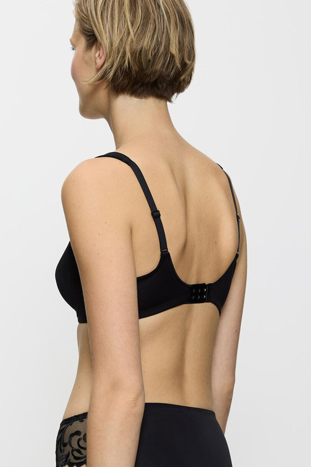 Triumph Modern Lace Cotton Black Lace Underwired Soft Bra - view 3