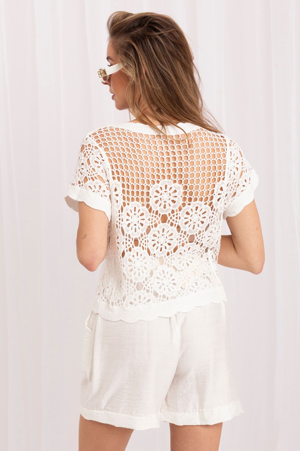 Rue Paris Ecru Wide Leg Shorts - view 4