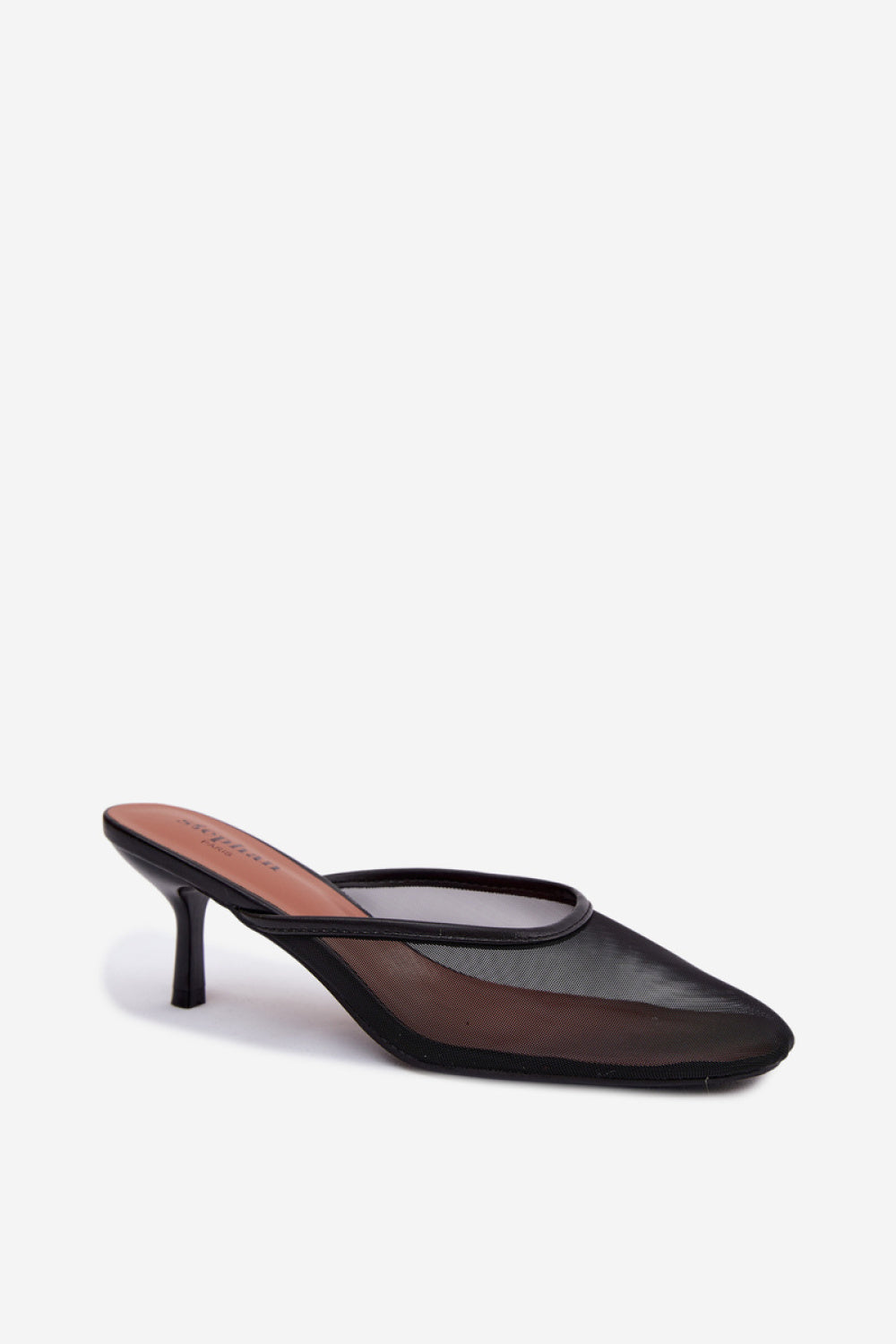 Step In Style Calmio Black Mesh Stiletto Heeled Sandals