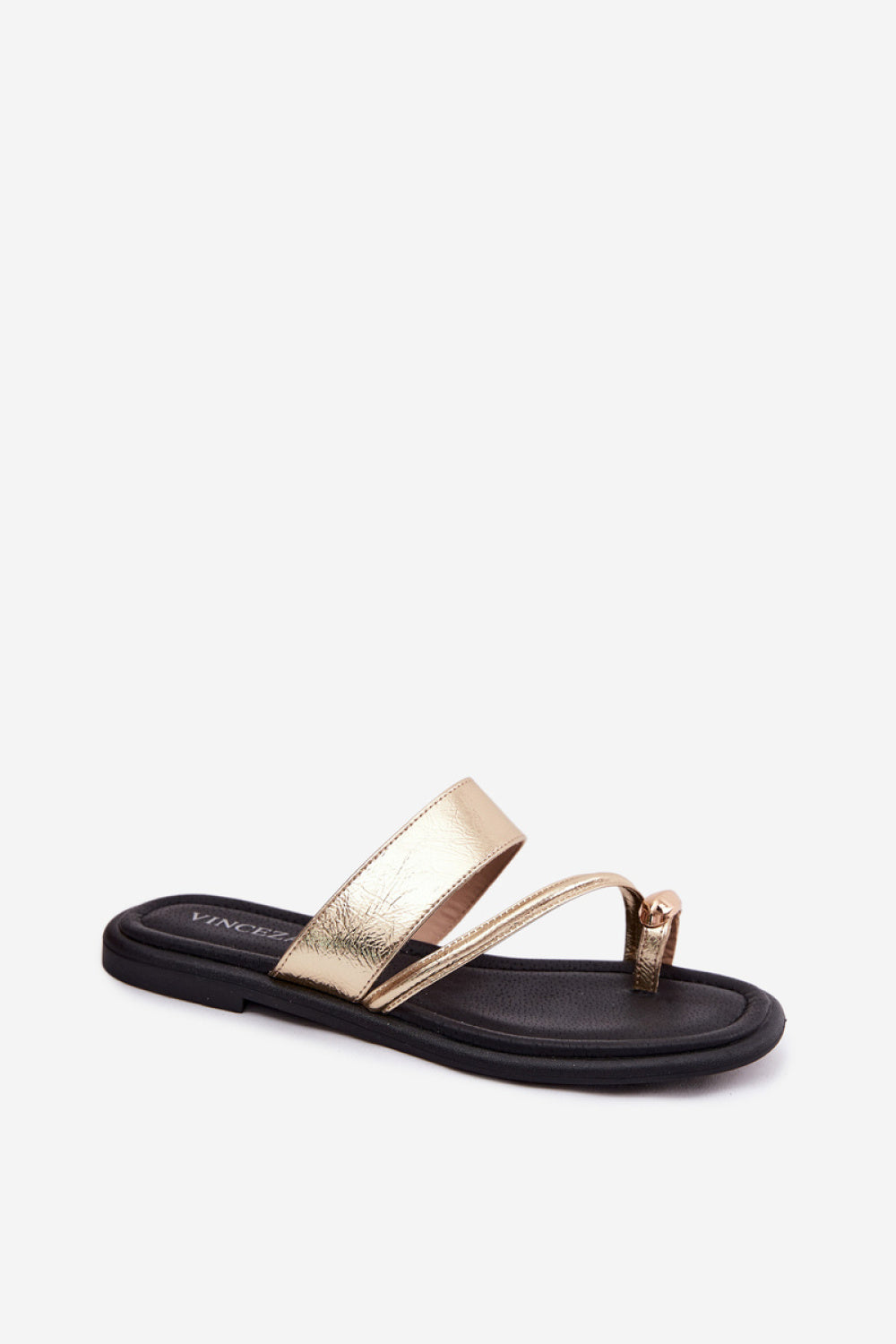 Step In Style Vinceza Gold Flat Flip Flops - view 2
