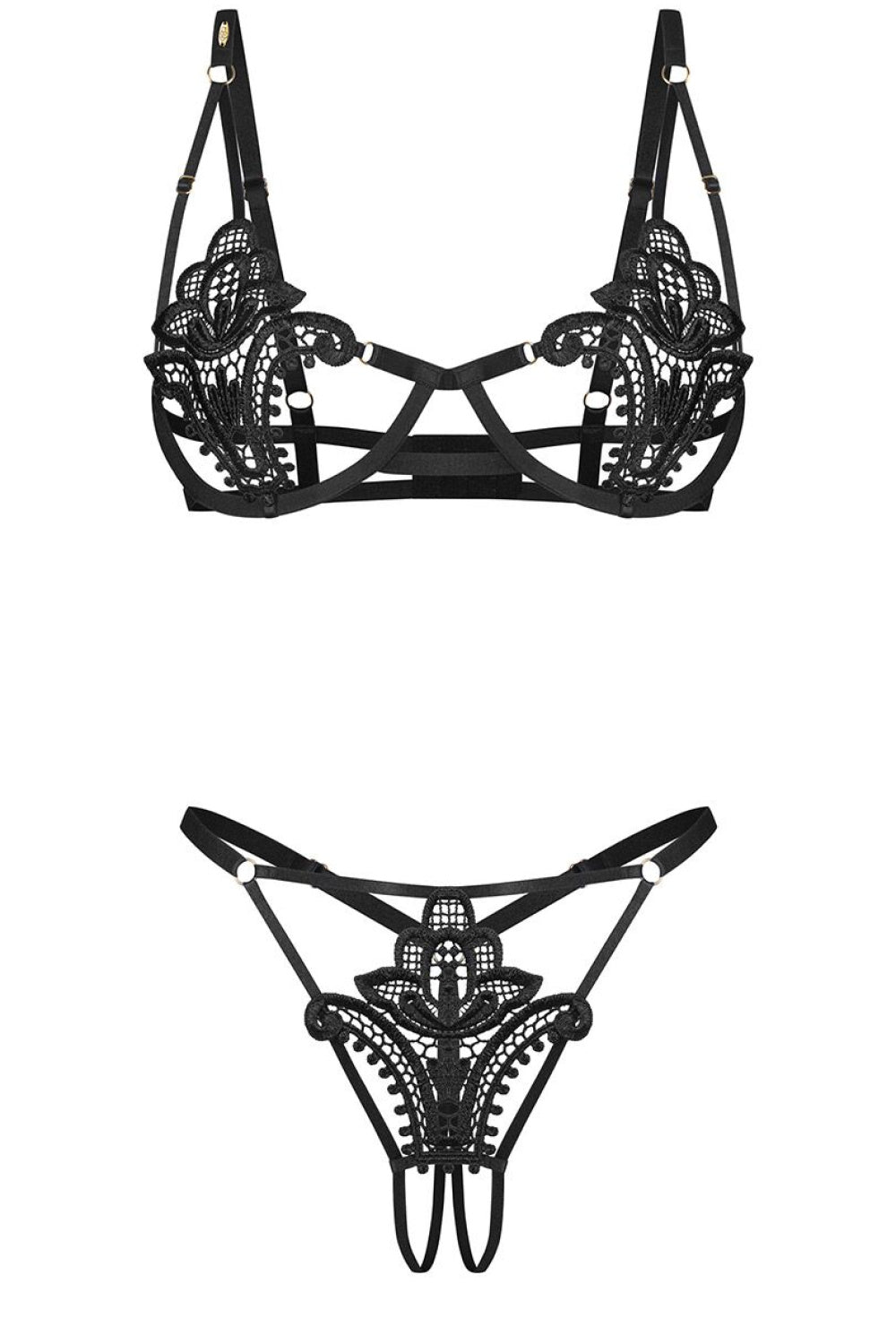 Obsessive Luise Sublim Black Lace Underwired Sexy Lingerie Set - view 4