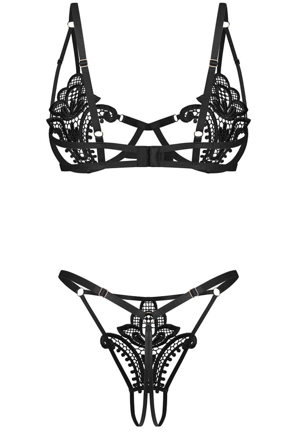 Obsessive Luise Sublim Black Lace Underwired Sexy Lingerie Set - view 5