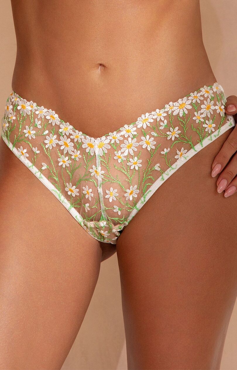Kinga Brazyliany Summer Muse Green Mesh Floral Brazilian Knickers - view 4