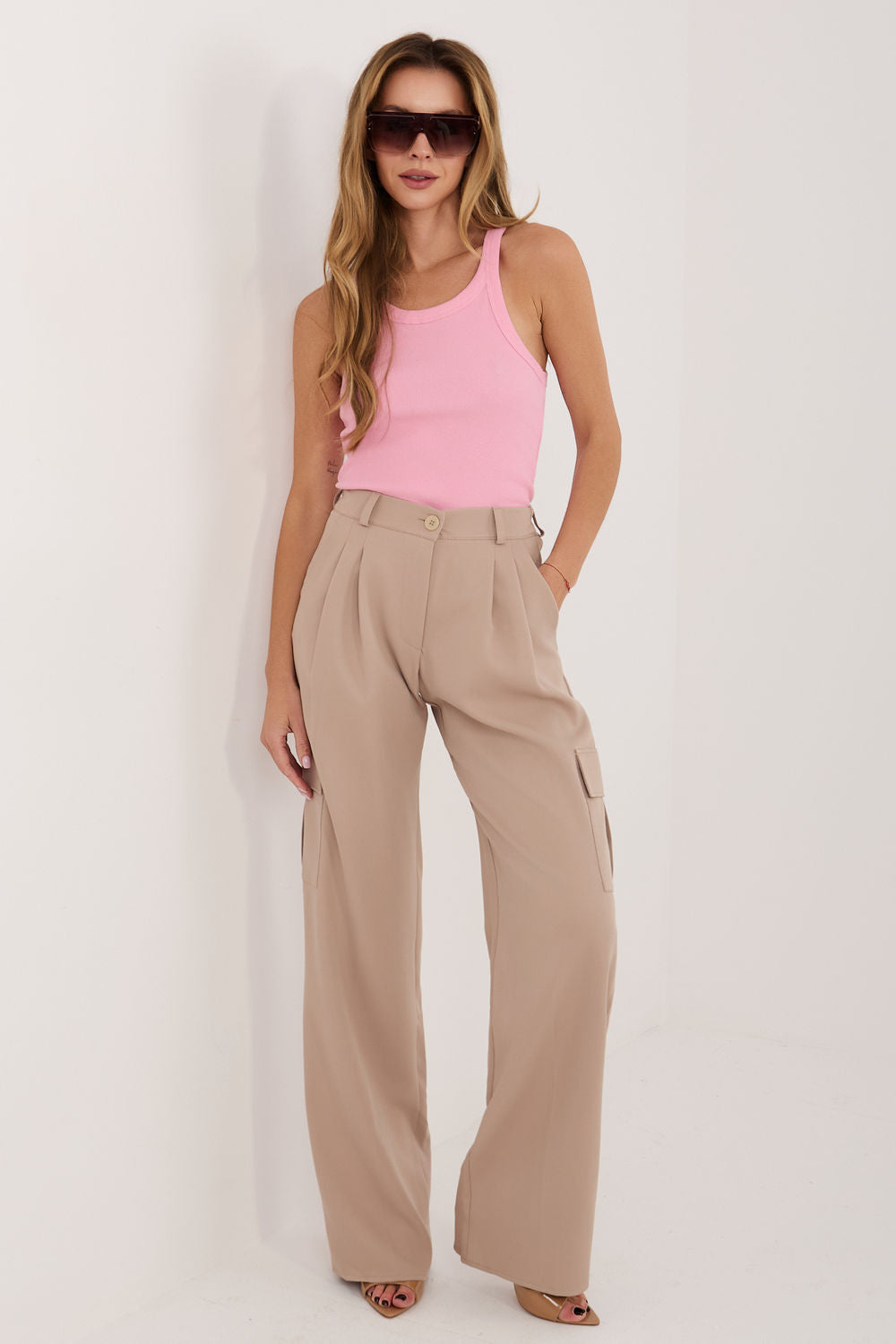 Rue Paris Light Pink Bodycon Cotton Cami Top