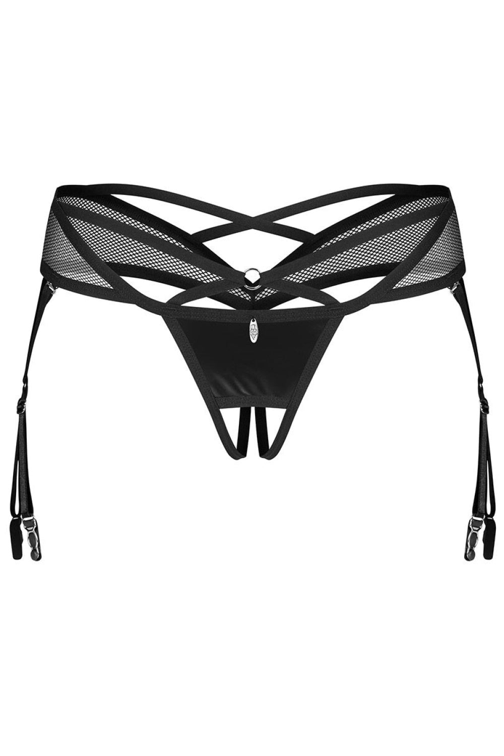 Obsessive Dominna Black Mesh Suspender Thong - view 3