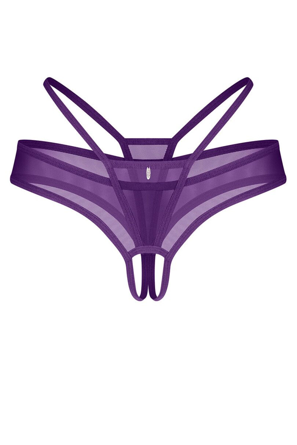 Obsessive Vibres Violet Mesh Crotchless Thong - view 2