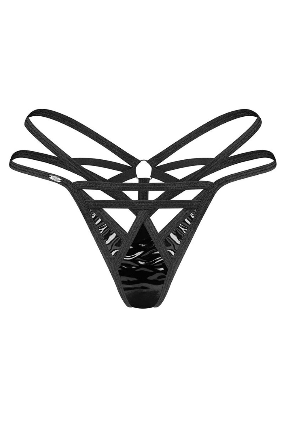 Obsessive Keira Lise Black Leather Look Thong - view 3