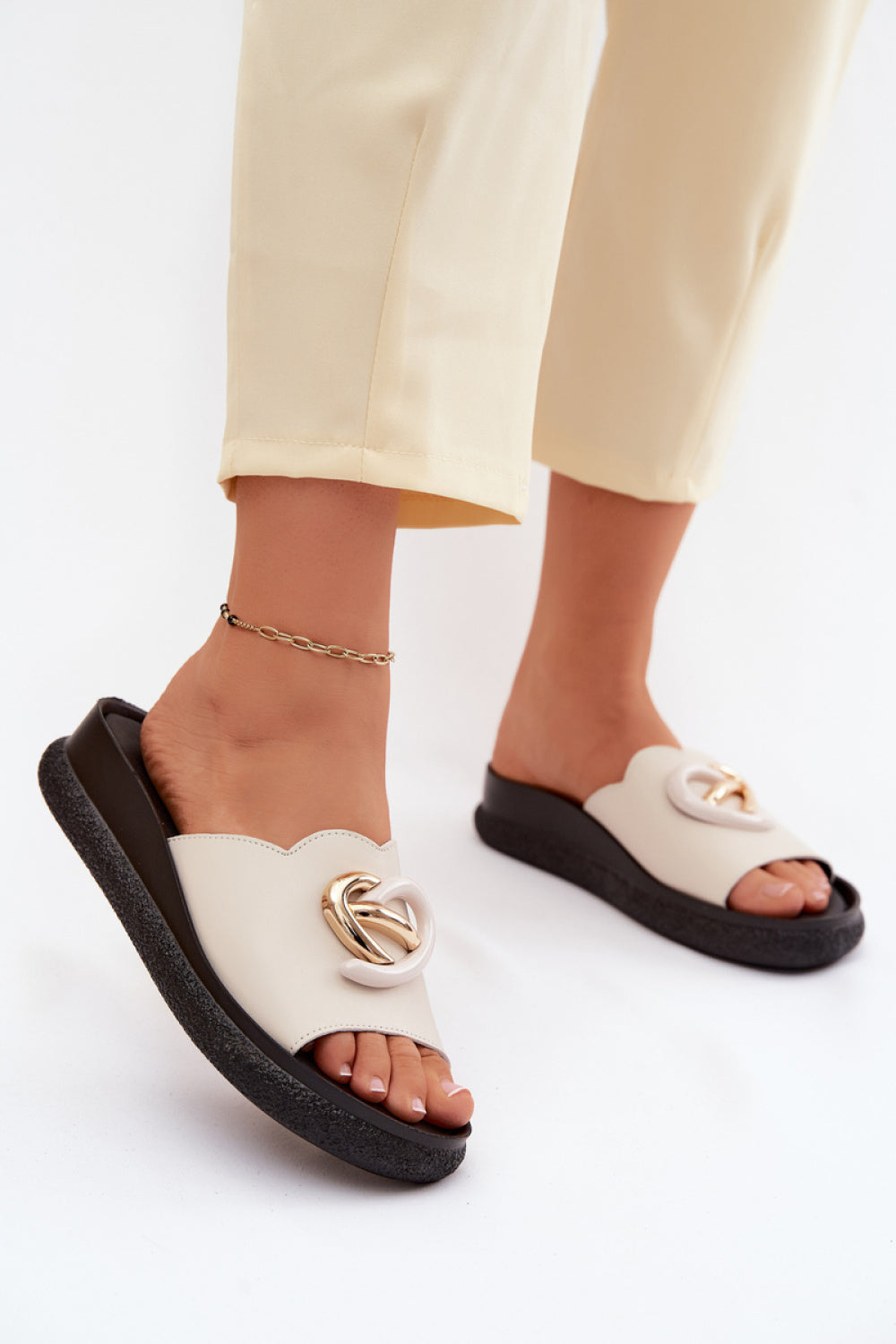Step In Style Beige Wedge Sandals