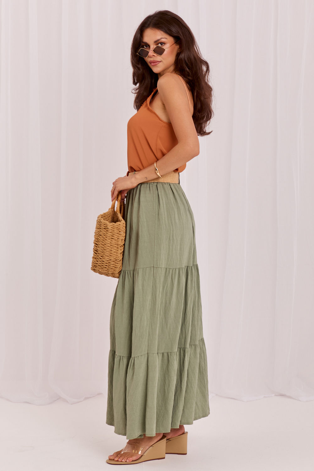 Italy Moda Khaki Maxi Skirt - view 2