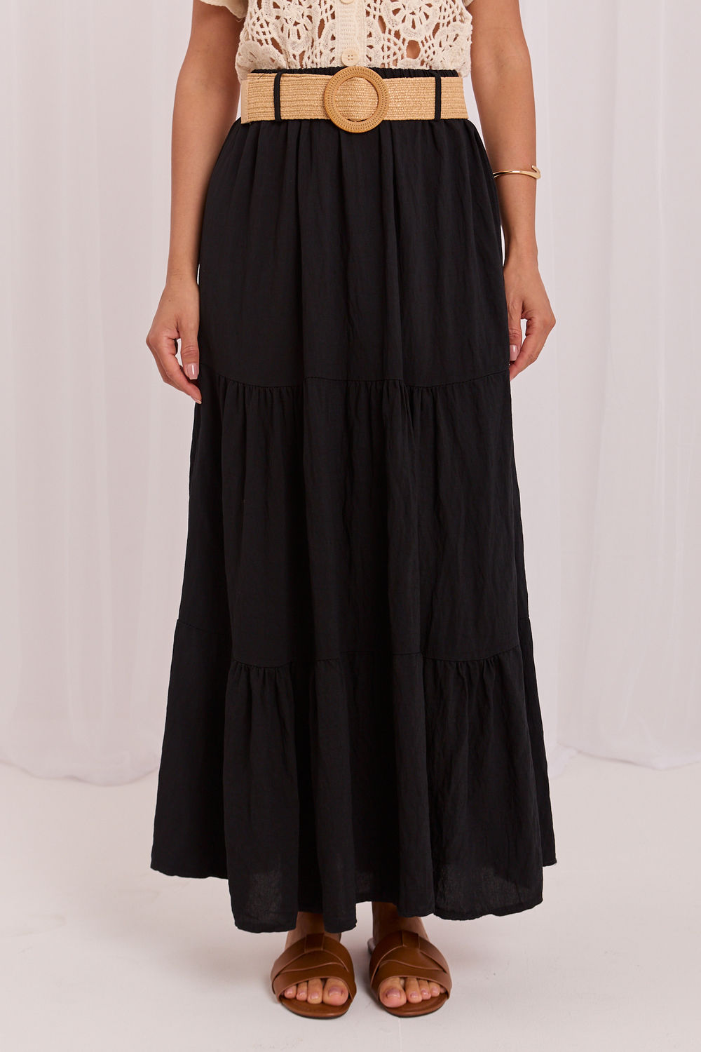 Italy Moda Black Maxi Skirt