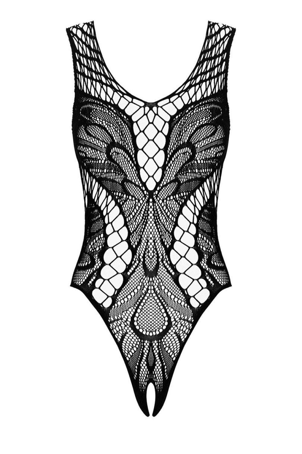 Obsessive Black Nylon Mesh Bodysuit - view 2