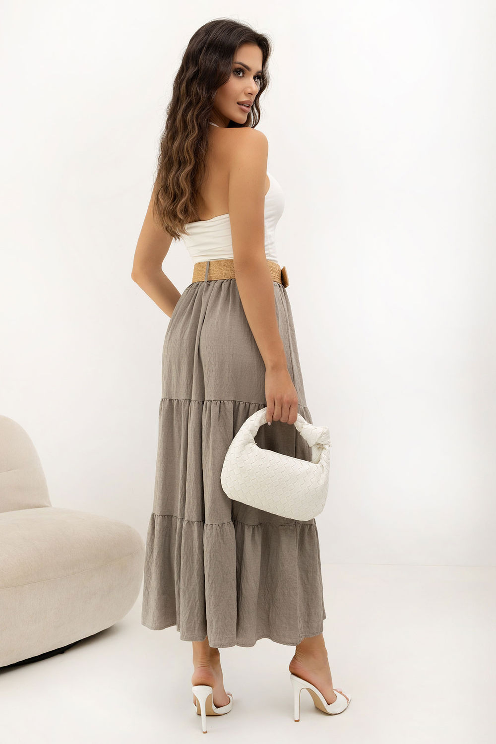 Italy Moda Dark Beige Maxi Skirt - view 3