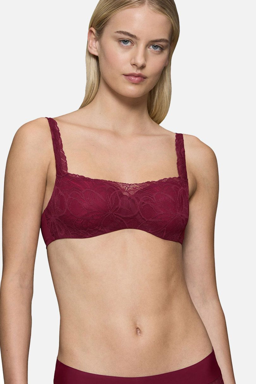 Triumph Burgundy Lace Padded Strapless Bra