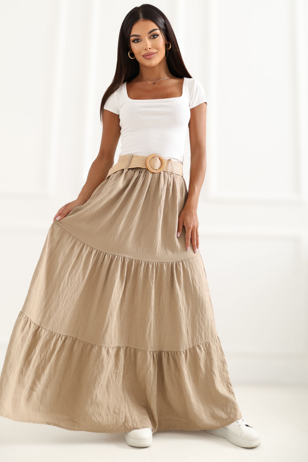 Italy Moda Camel Maxi Skirt - view 2
