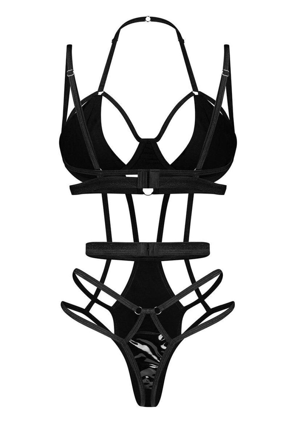 Obsessive Keira Black Leather Look Bodysuit - view 4