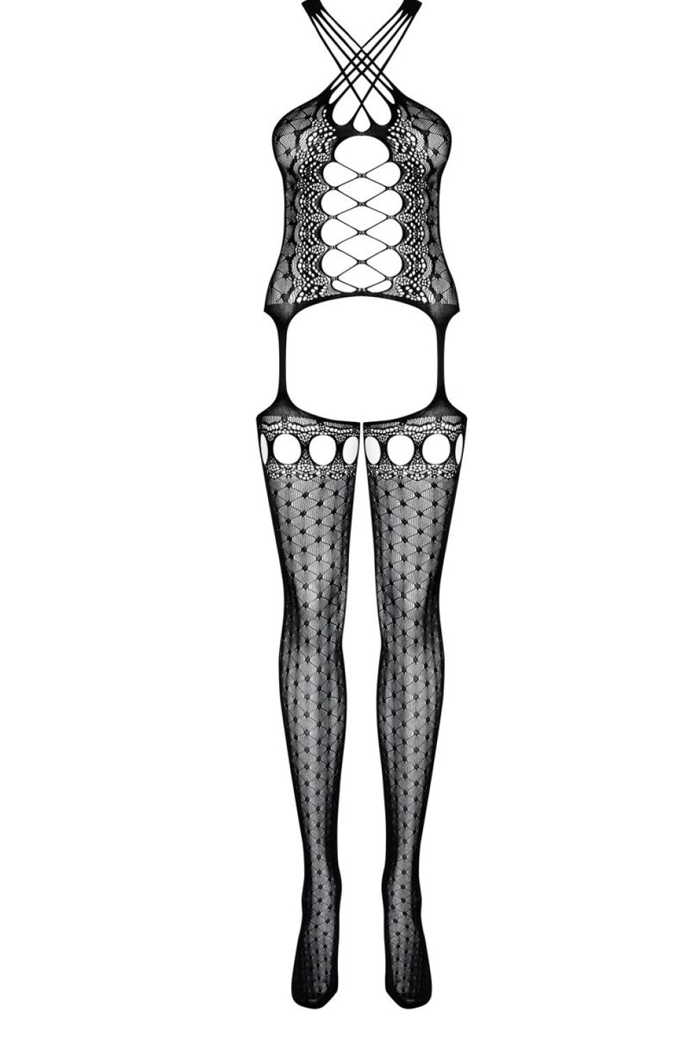 Obsessive Black Suspender Bodystocking - view 2