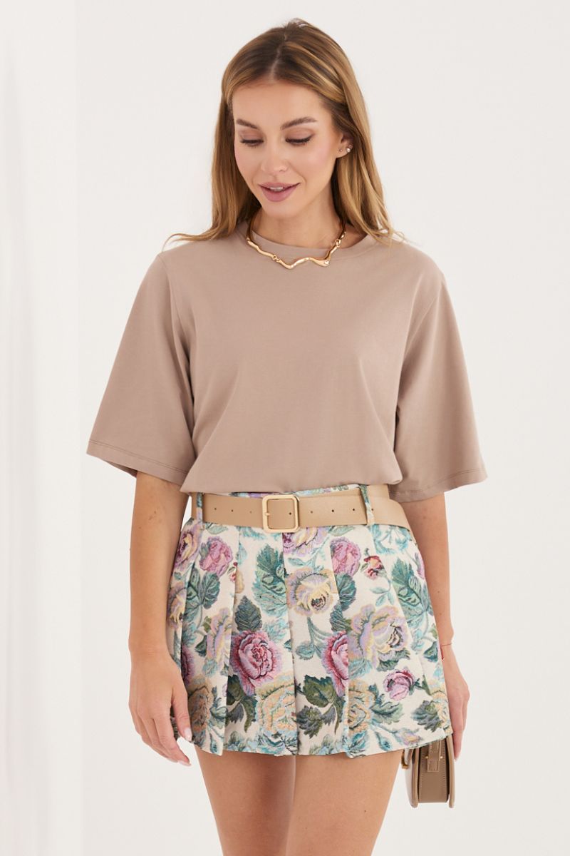 Italy Moda Green Floral Pleated Skort - view 3